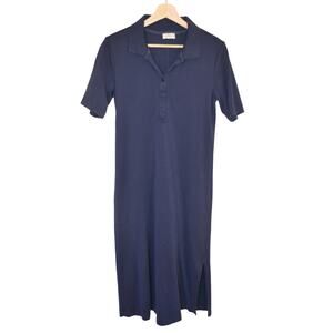 AYR Scout Polo Midi Dress Pima Cotton Navy Size Large